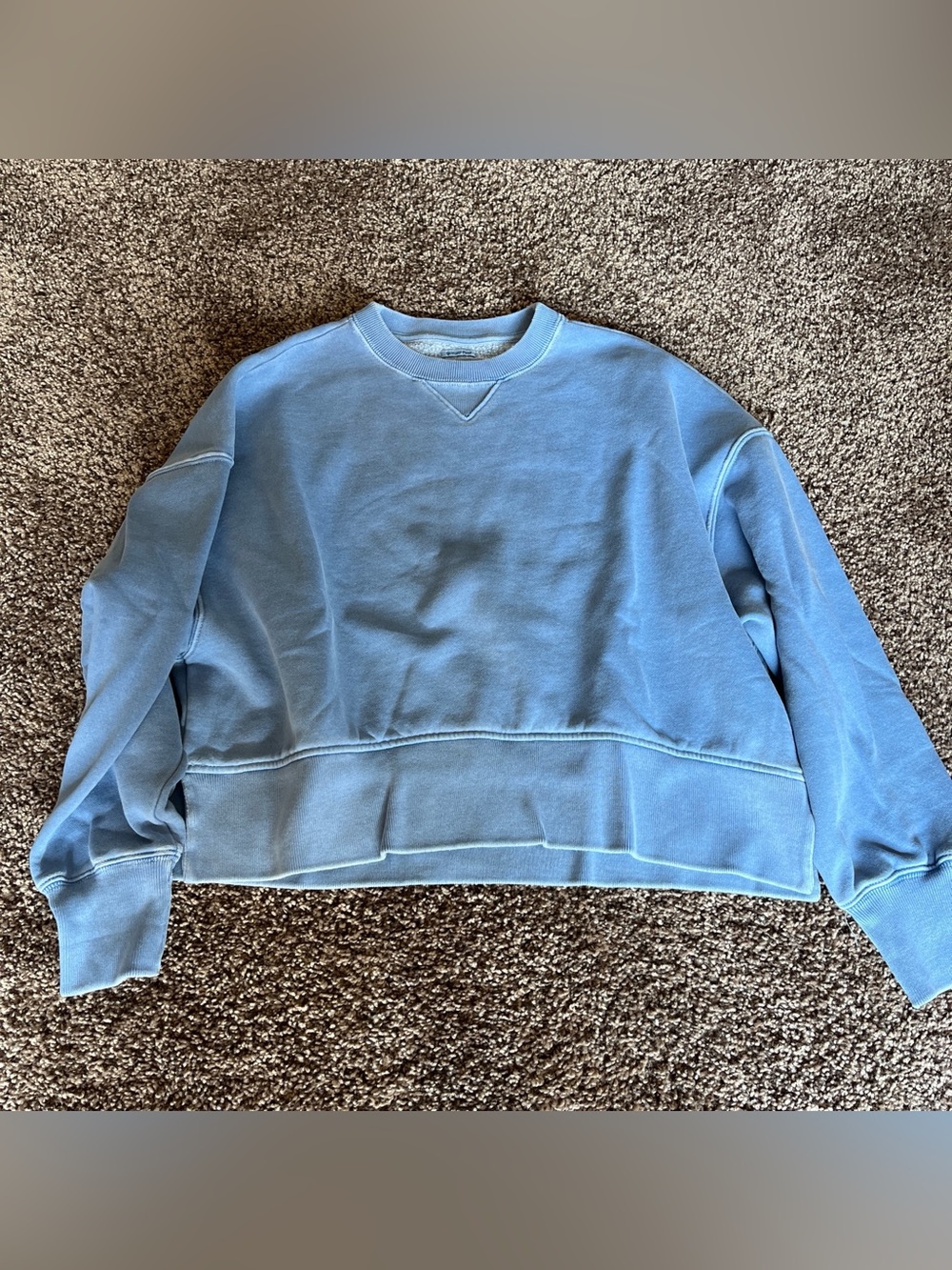 Abercrombie Light Blue Cropped Crewneck Sweatshirt